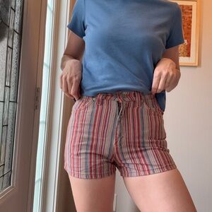 Levi's Red and Blue Striped Jean Shorts